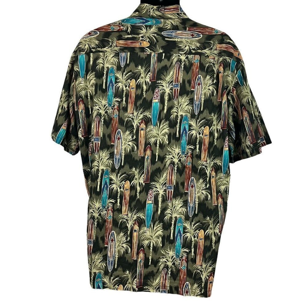 Kalaheo Mens Surfboard Palm Trees Hawaiian Shirt Green Large - Picture 5 of 8